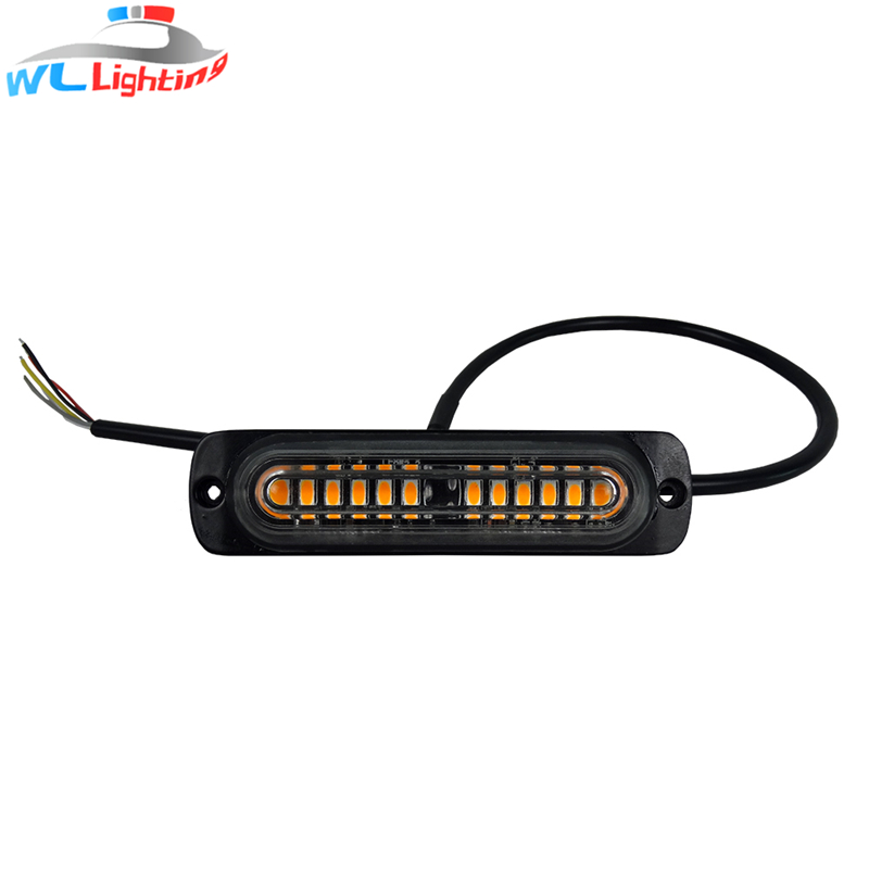 SMD 12V 24V 6W Felszíni tartó 12 LED Mini Strobe Warning Grill villogó fény